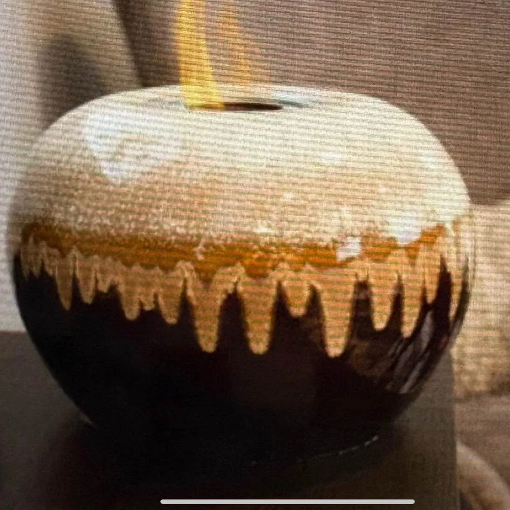 Ceramic Tabletop Fireplaces with Brown Glaze. Set of Two.